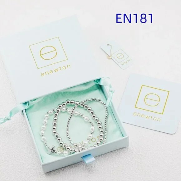 Enewton White Gold Beaded Bracelet Set